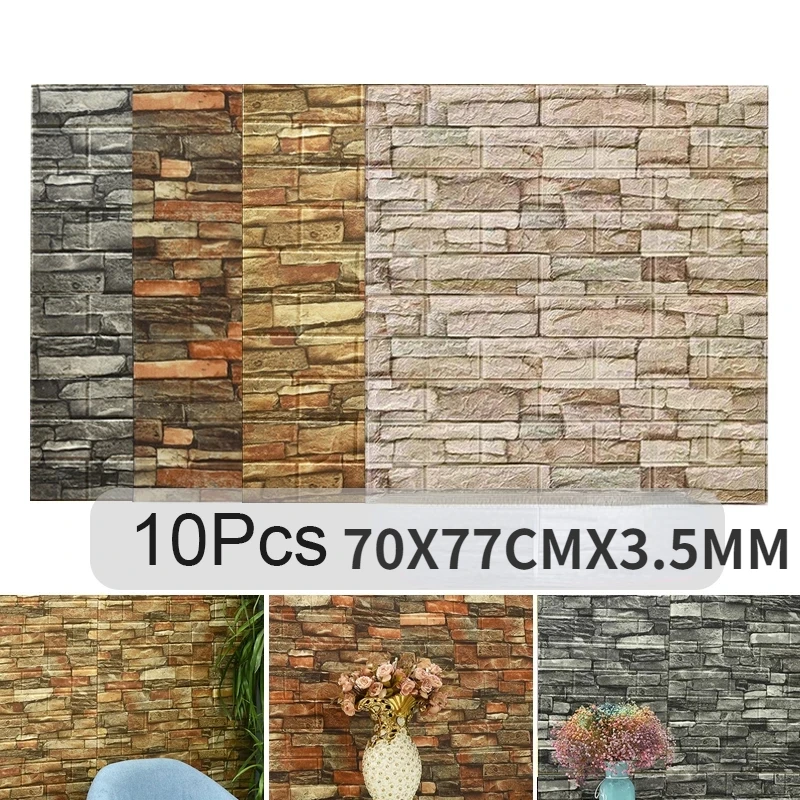 10PCS Self Adhesive 3D Brick W - đánh giá và giá Pvc Panel Background