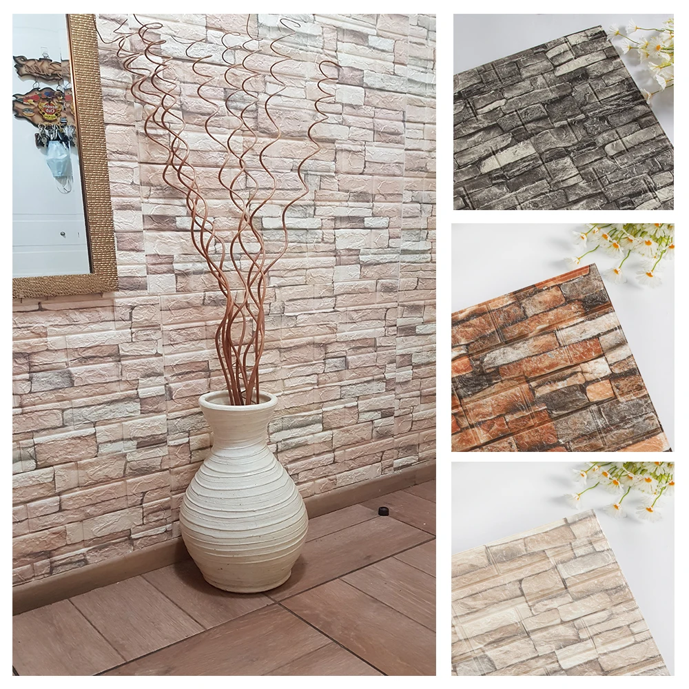 10PCS Self Adhesive 3D Brick W - đánh giá và giá Pvc Panel Background