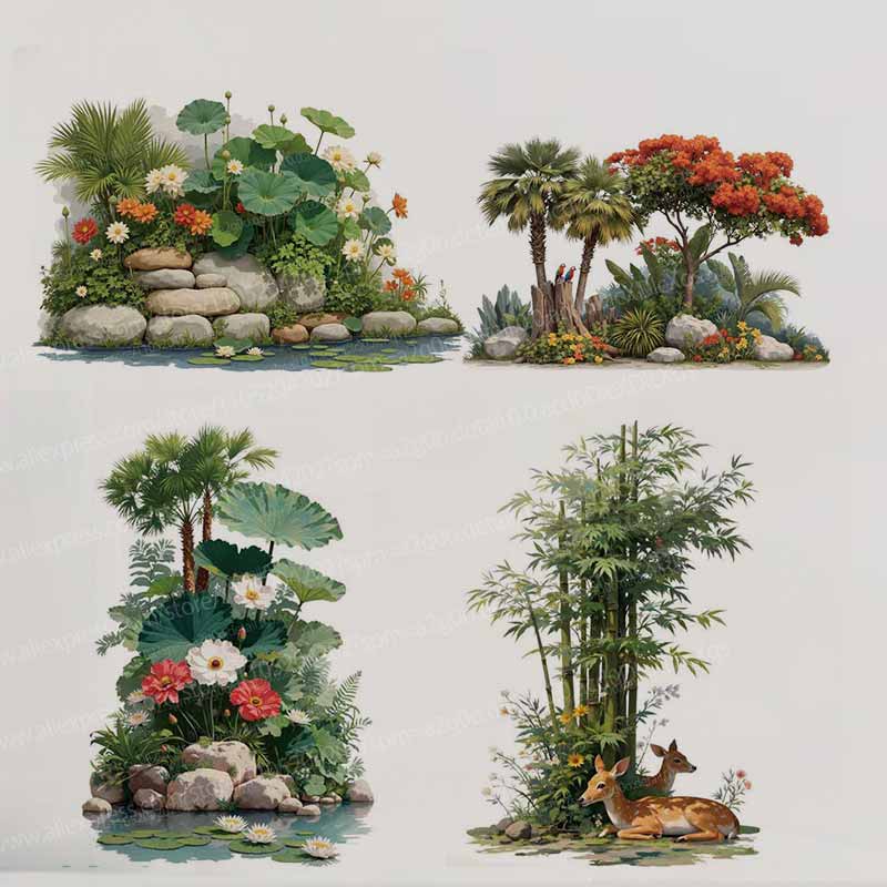 Tropical Plant Flower Tree Wal - đánh giá và giá Pvc Panel Background